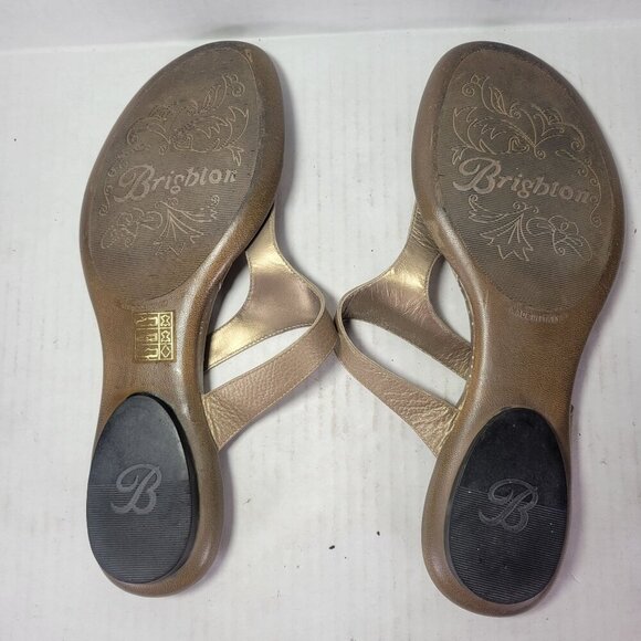Brighton Women Gold Pansy Comfortable Ornate Thong Leather Sandals Size 9 - Picture 6 of 7